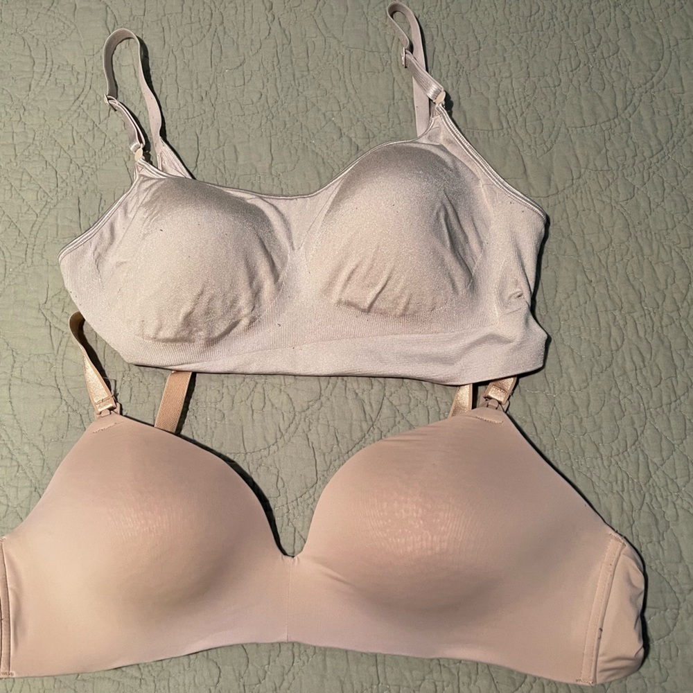 Two Nursing / Breastfeeding Bras 38D and XL. Auden and Warners